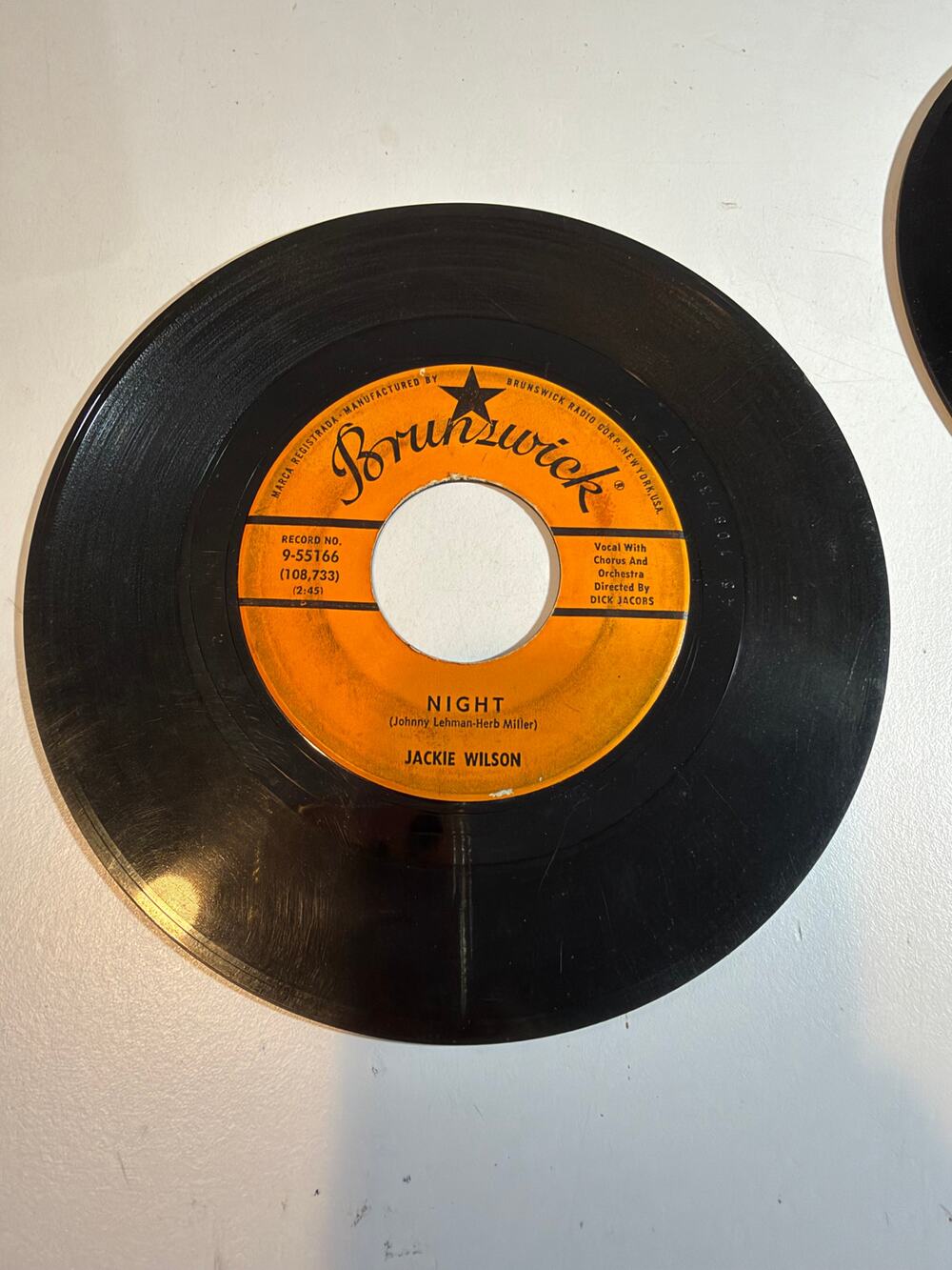 Jackie Wilson 45 Night / Doggin' Around Brunswick 9-55166